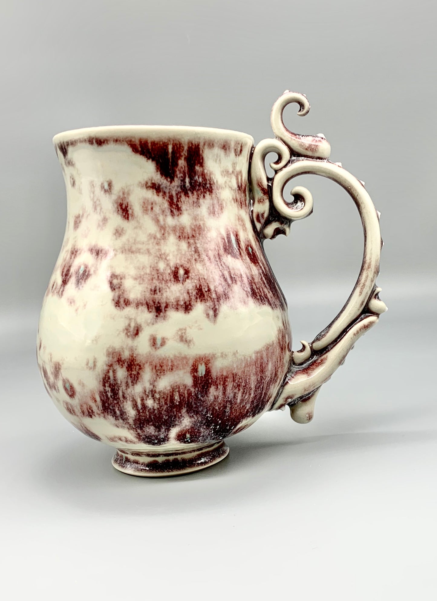 Red Rain Rose Vine Handle Mug