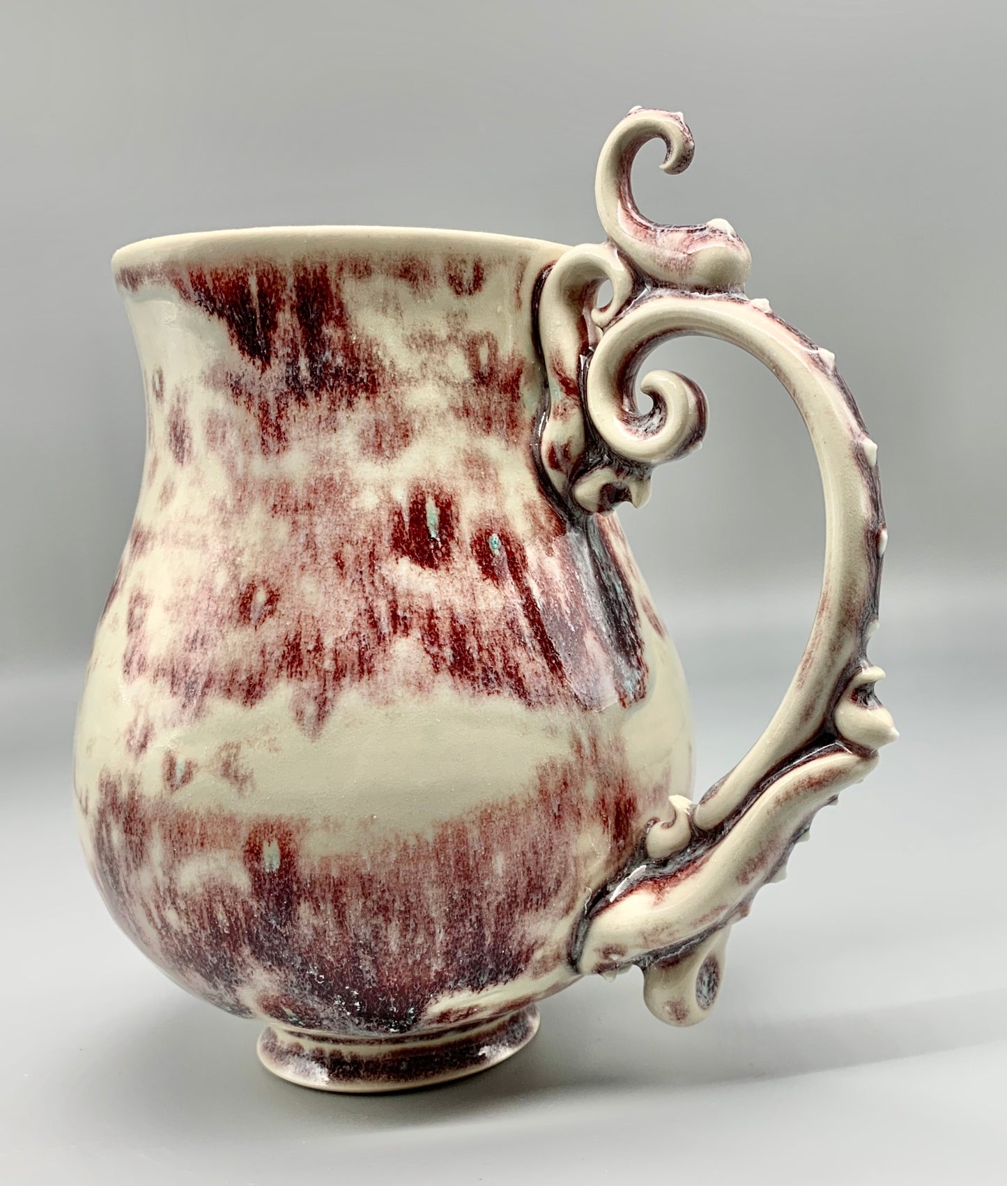 Red Rain Rose Vine Handle Mug