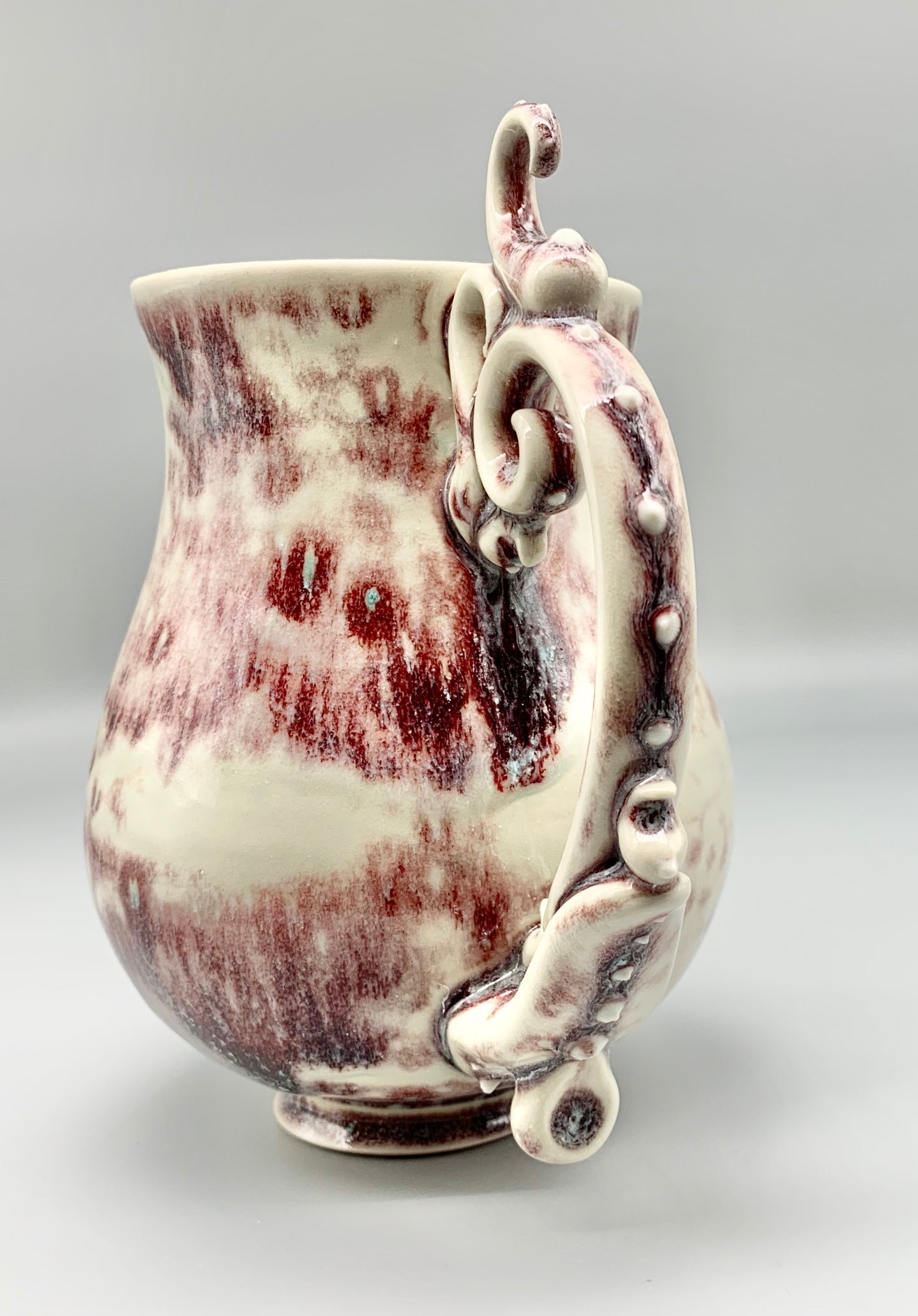 Red Rain Rose Vine Handle Mug