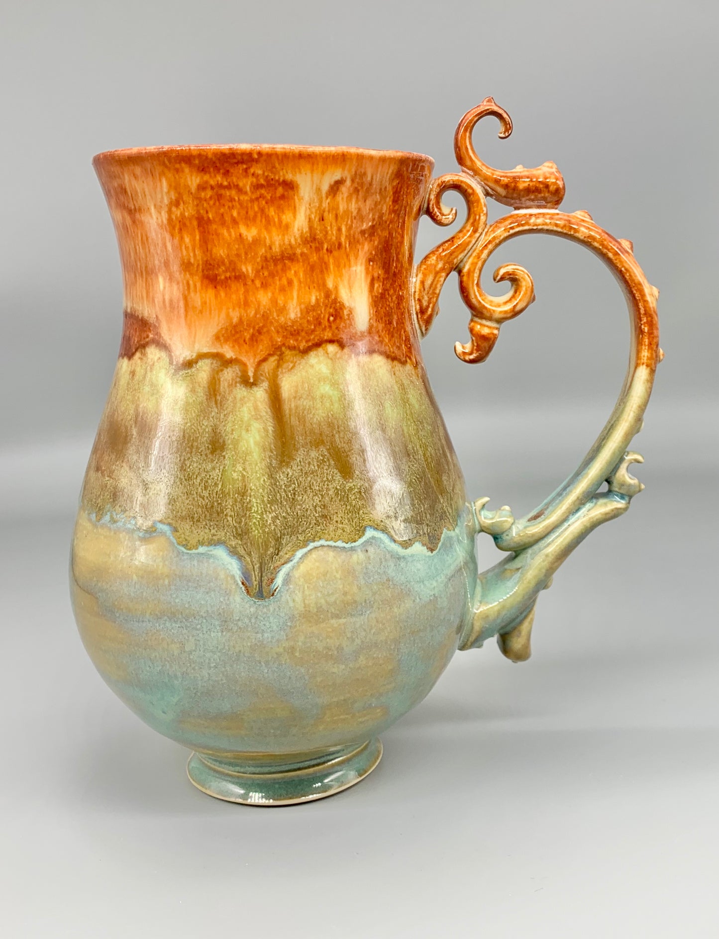 Fire on Water Rose Vine Handle Mug