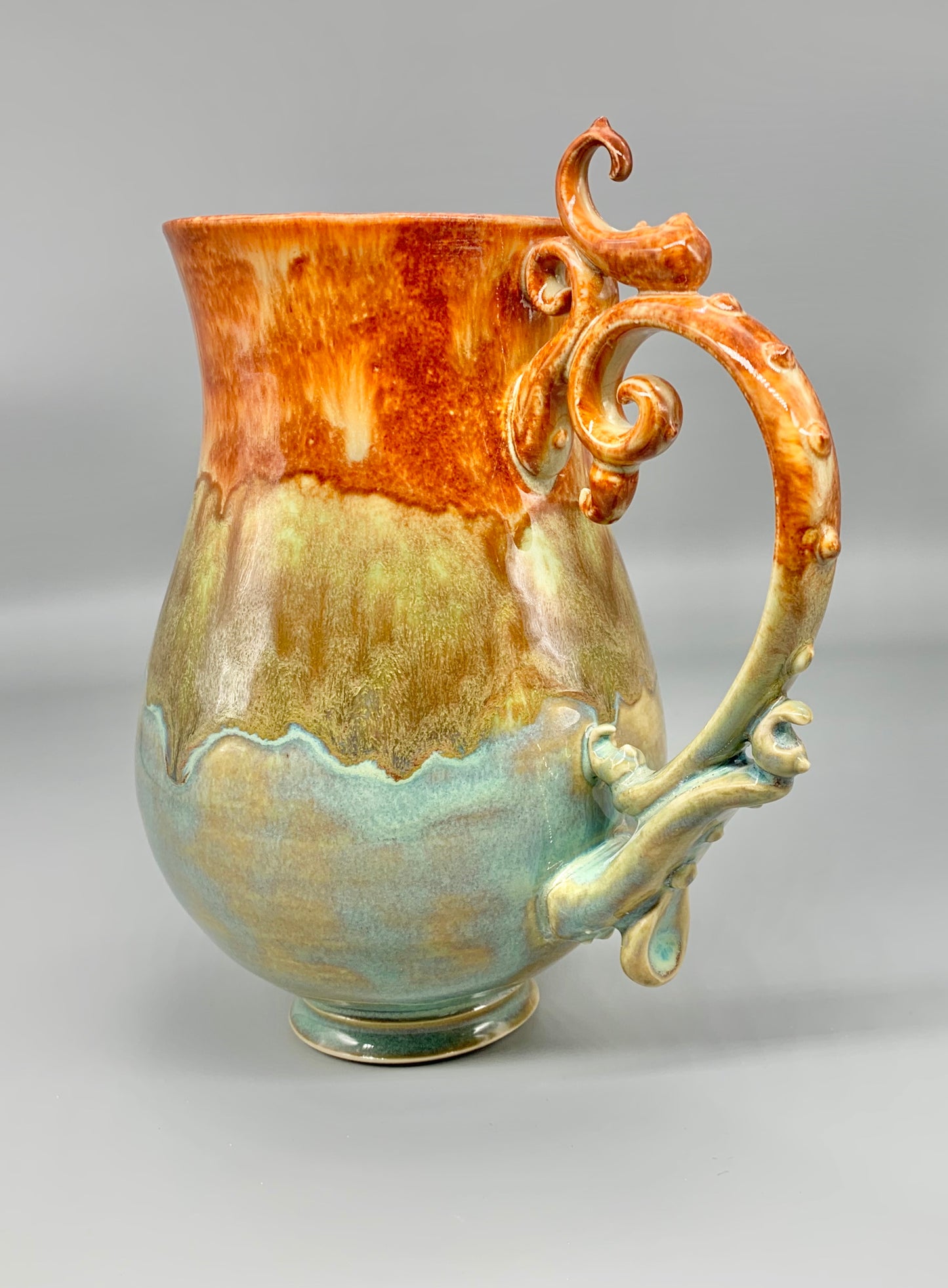 Fire on Water Rose Vine Handle Mug
